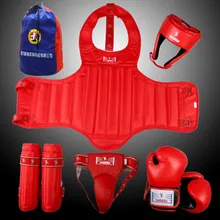 Новые хорошего качества Смешанные боевые искусства, кикбоксинг протекторы костюм синий цвет для мужчин и женщин тхэквондо боевой грудь, голень groin протекторы шлем 5 шт
