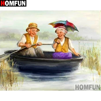 

HOMFUN Diamond Embroidery DIY Diamond Painting Cross Stitch Kit "Couple old man" 5D Needlework Diamond Home Decoration A13091