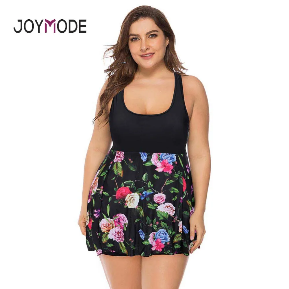 

JOYMODE 2019 Bikini Two piece SwimSuit dress Patchwork Women Swimwear Dress bathing suit Plus Size Swimwear women biquini