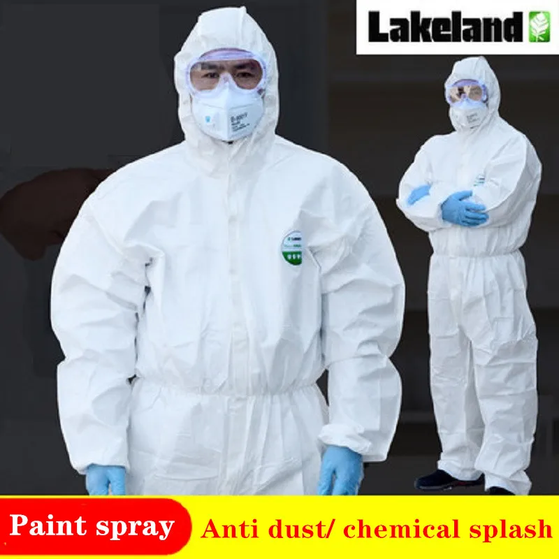 

428e Chemical Protective Clothing Disposable Hooded Workwear Dust-proof Anti-static Chemical Splashing Paint Protection suit
