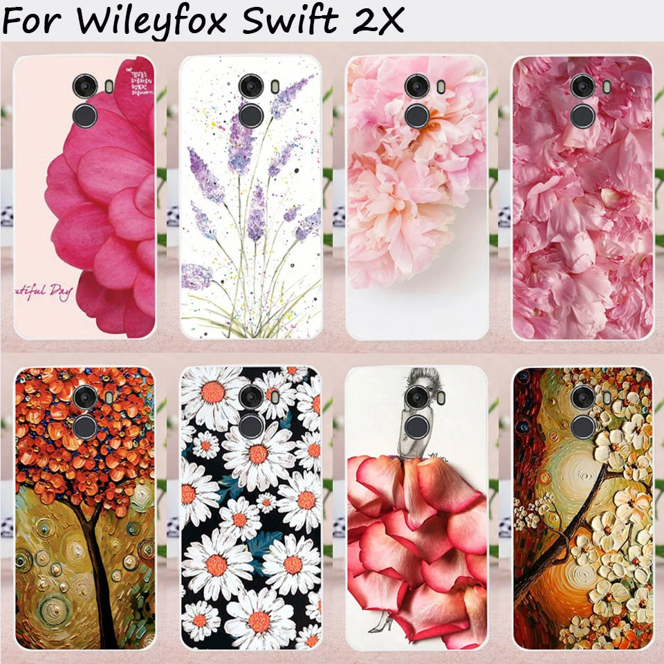 

Ojeleye Mobile Phone Cases For Wileyfox Swift 2X 5.2 Inch Cover Case Soft TPU Painting Flowers DIY Painted Bags Skin Shell Hood