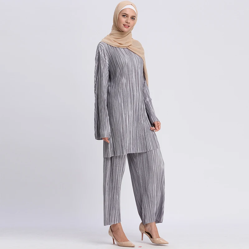 Мусульманское кимоно Abaya комплект из двух предметов плиссированный топ с
