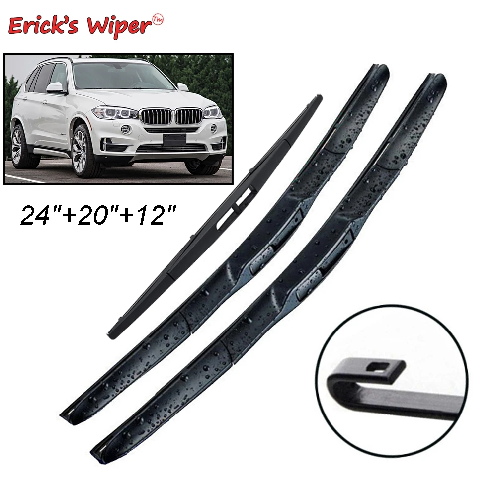 Erick's Wiper Front & Rear Wiper Blades Set For BMW X5 F15 2013 - 2018 Windshield Windscreen Window Car Rain Brushes 24"+20"+12"