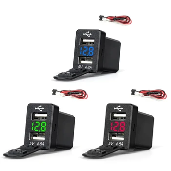 

12V Dual USB Car Charger LED Voltmeter 4.8A Power Adapter For Toyota Smart Phone