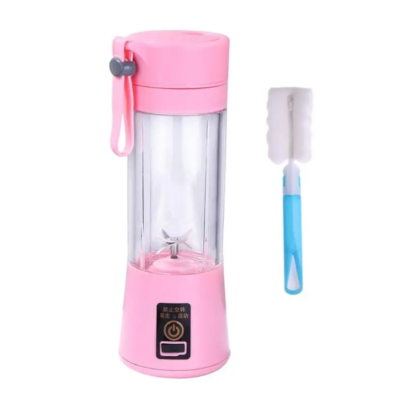 380 мл, портативная мини-соковыжималка, USB, перезаряжаемый блендер, миксер, машина для сока, ручная машина для приготовления растительного сока, блендер, чашка для приготовления сока - Цвет: Розовый