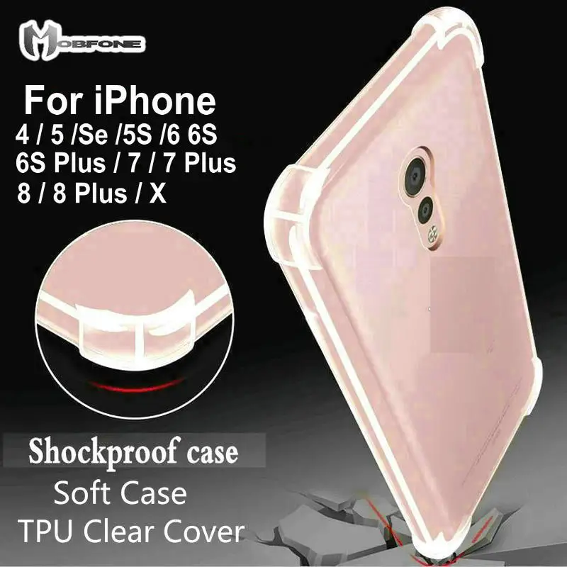 Mobfone чехол для Apple iPhone 4 4S 5 5S se 6 6s плюс 7 8 Plus X антидетонационных прозрачные мягкие