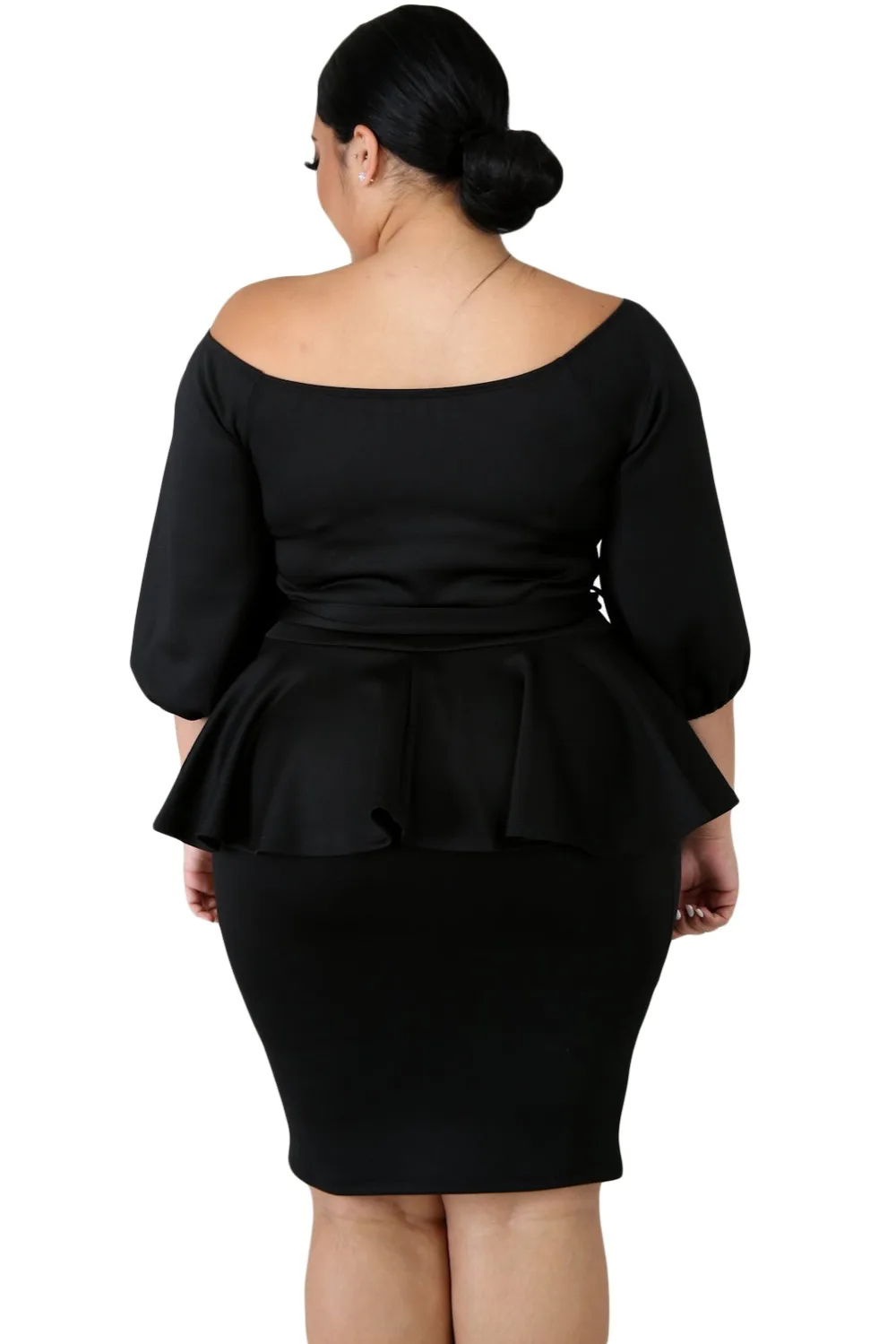 Black-Sash-Tie-Plus-Size-Peplum-Dress-LC220596-2-2