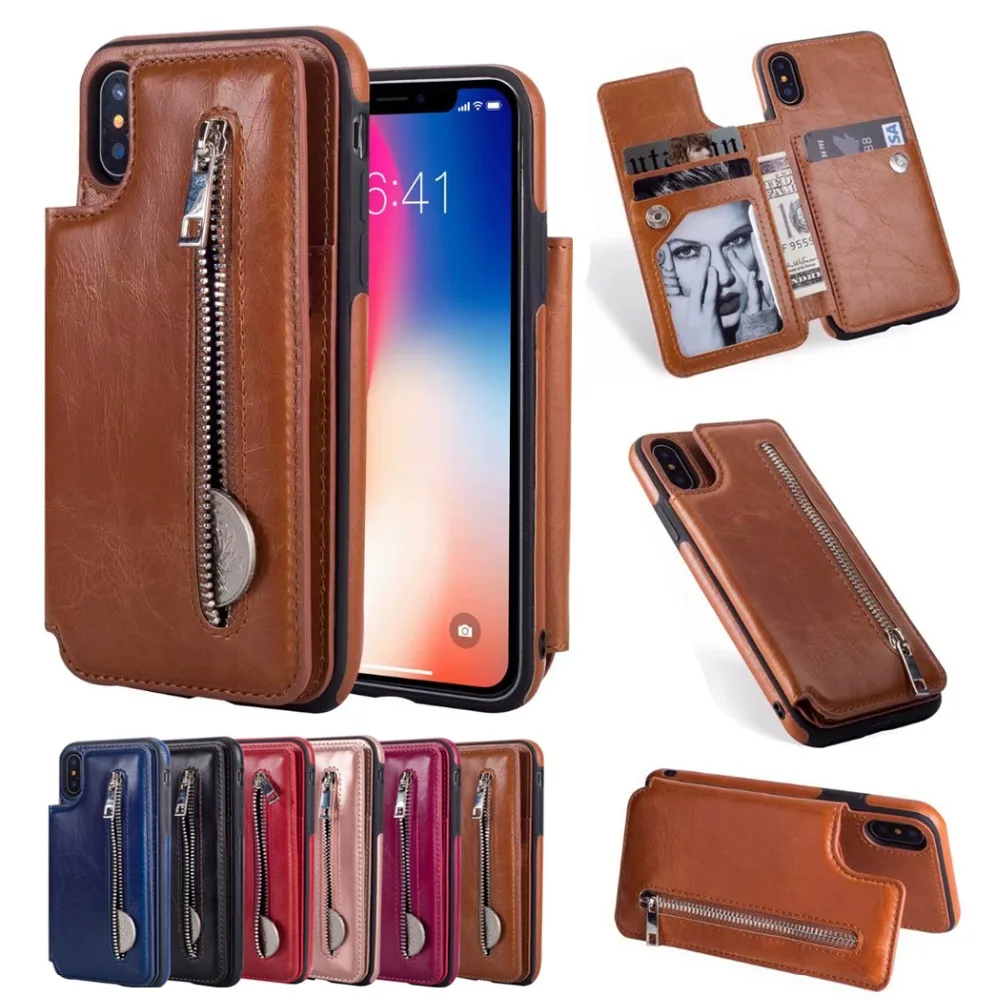 

Luxury Wallet Case For iPhone X 6 6S 7 8 Plus with Card Holder Leather Back Cover for Apple iPhone Xs Max XR 11 Pro Max Case