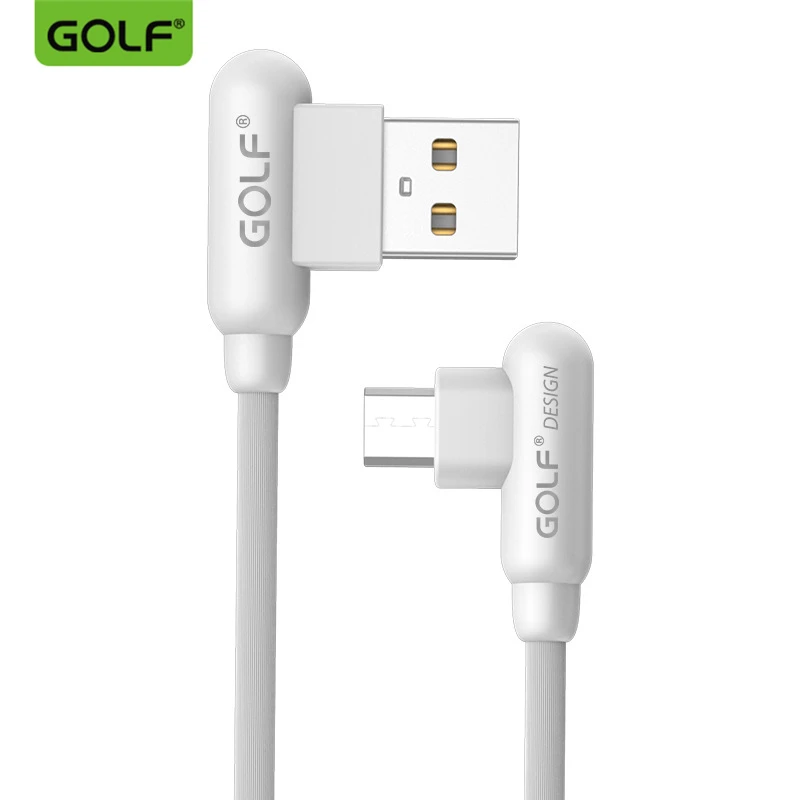 GOLF 90 градусов под прямым углом Micro USB кабель для синхронизации данных и зарядки для samsung S6 S7 LG G3 G4 Redmi 5 6 6A 7 телефонов usb кабели для зарядки - Цвет: White