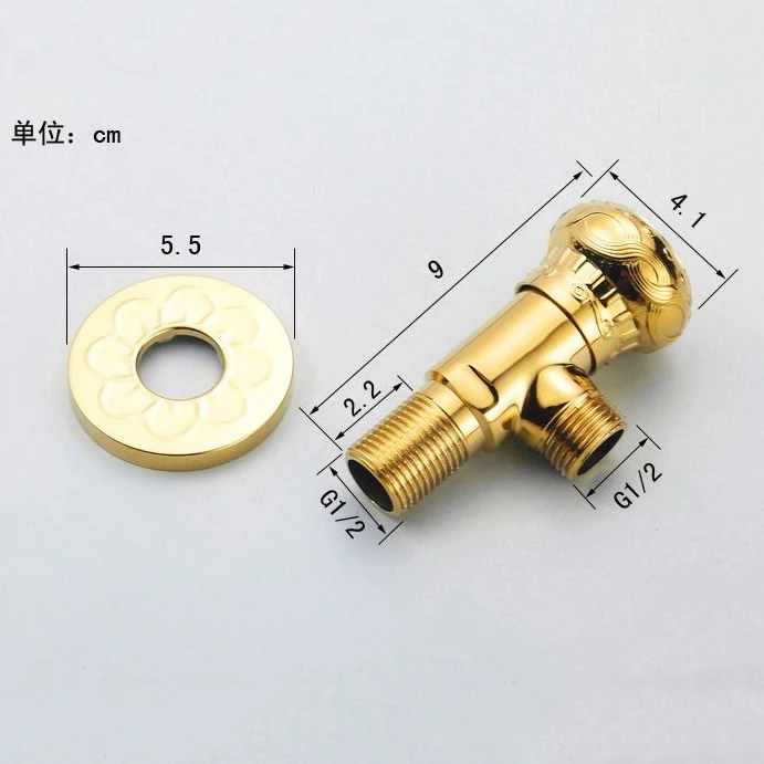 Кран запасные части 1/" x 1/2" роскошный золотой Латунный угловой переключатель для ванной комнаты водостопа Туалет заполнения треугольные клапаны HJ-0318K