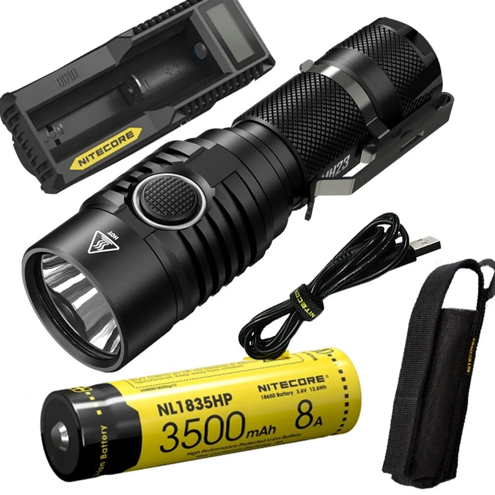 NITECORE MH23 Открытый фонарик CREE XHP35 HD светодиодный max 1800LM луч расстоянии 294 м тактический фонарь+ аккумулятор+ зарядное устройство