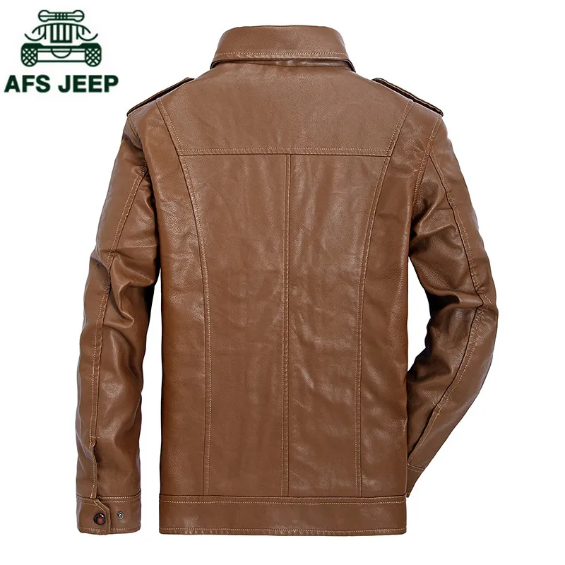 AFS JEEP Новая мужская зимняя кожаная куртка модная теплая мотоциклетная