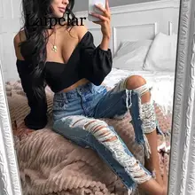 Laipelar повседневные длинные джинсы женские с высокой талией узкие синие джинсовые рваные брюки стиля гранж обтягивающие джинсы женские плюс размер