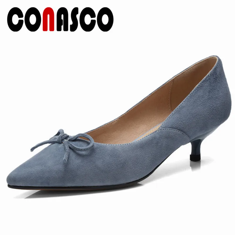 

CONASCO Fashion Women Brand Basic Pumps Elegant Bowtie Wedding Party Shoes Woman High Heeled Slip-on Office Pumps Female Shoes