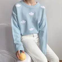 2019 mujeres Kawaii Vintage College suelto nubes suéter femenino coreano Punk grueso suelto Harajuku ropa para mujer