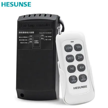 

New Hesunse Timing Fan Lamp Remote Control Switch HS-FA34BGRF 3208W 220V controller for fan speed with small remote