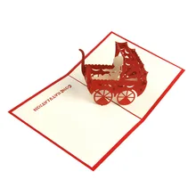 Всплывающие 3D карты детская коляска День рождения Рождество пользовательские поздравительные открытки подарок горячий MAR23_30