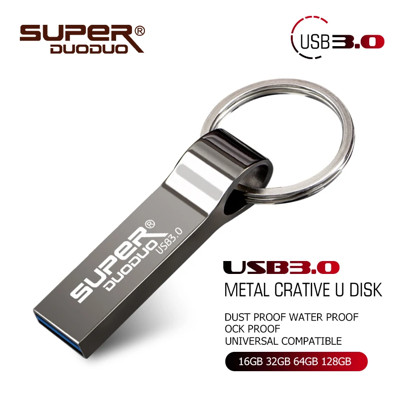 

High Speed USB 3.0 Metal Flash Drive 16GB 32GB 64GB 128GB Pendrive key ring usb flash drive Pen memory Sticks with key chain