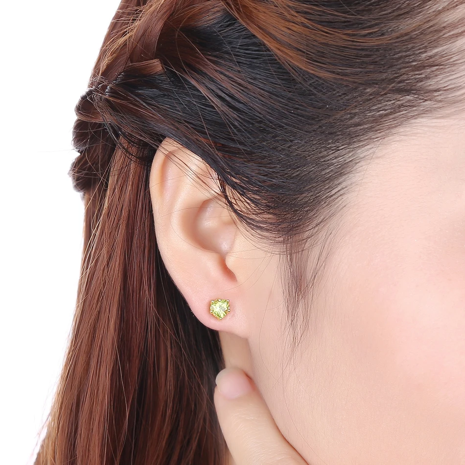 ALLNOEL Heart Stud Earrings Luxury Green Gemstone Natural Peridot Earrings For Women Fine Jewelry Valentine's Day Engagement New (7)