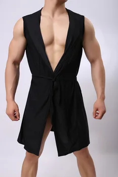 

Foreign Trade European Man Ice Silk Robe Fashion Leisure Time Bathrobe Chalaza Pajamas adult sexy onesie Casual
