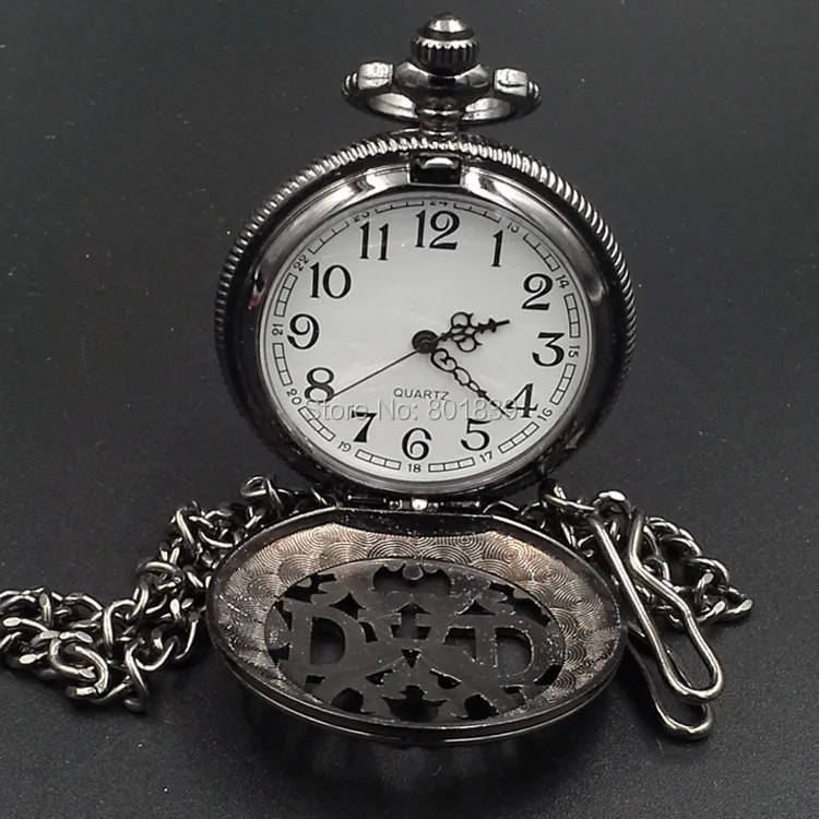 Папа черный серебристый кварцевые мужские карманные часы хороший подарок нового корабля WIT номер для отслеживания по оптовой цене H017