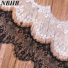 NBHB 6 meter/Lot Eyelash Lace Fabric Trim Diy Accessories Flower Black White 10cm Width make clothes skirts home decoration