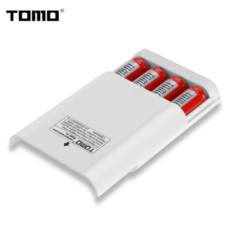 

2019 TOMO 3.7V battery charger portable li ion 18650 charger P4 slots 2A output LED indicator DIY power bank case for cellphones