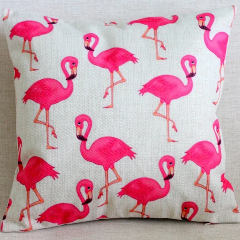 

high quality Tropical Pillow Case Bird Pink Flamingos Cushion Cover Household Linen Pillow Cojines Almofadas Without Fillings