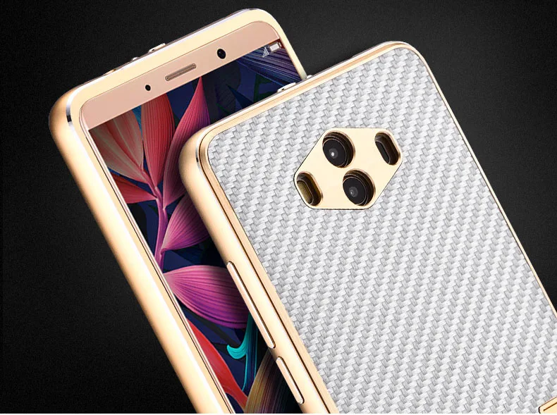 iMatch Luxury Aluminum Metal Bumper Carbon Fiber Back Cover Case for Huawei Mate 10