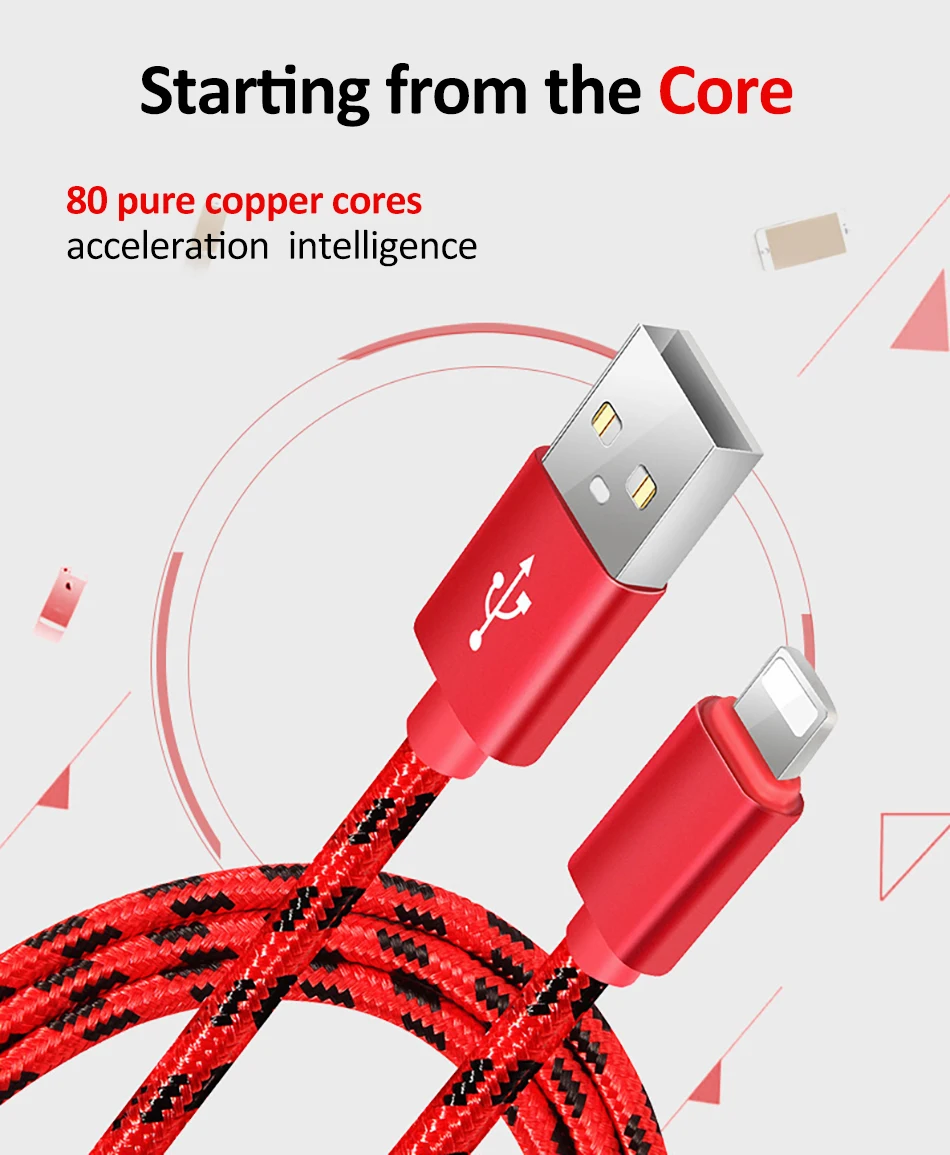  Nylon USB Charge Cable Fast Charging 8 Pin For iPhone X 8 7 6 6S 5 5s Se Plus For iPad Mini Lighting Charger Cables 1M 2M (1)