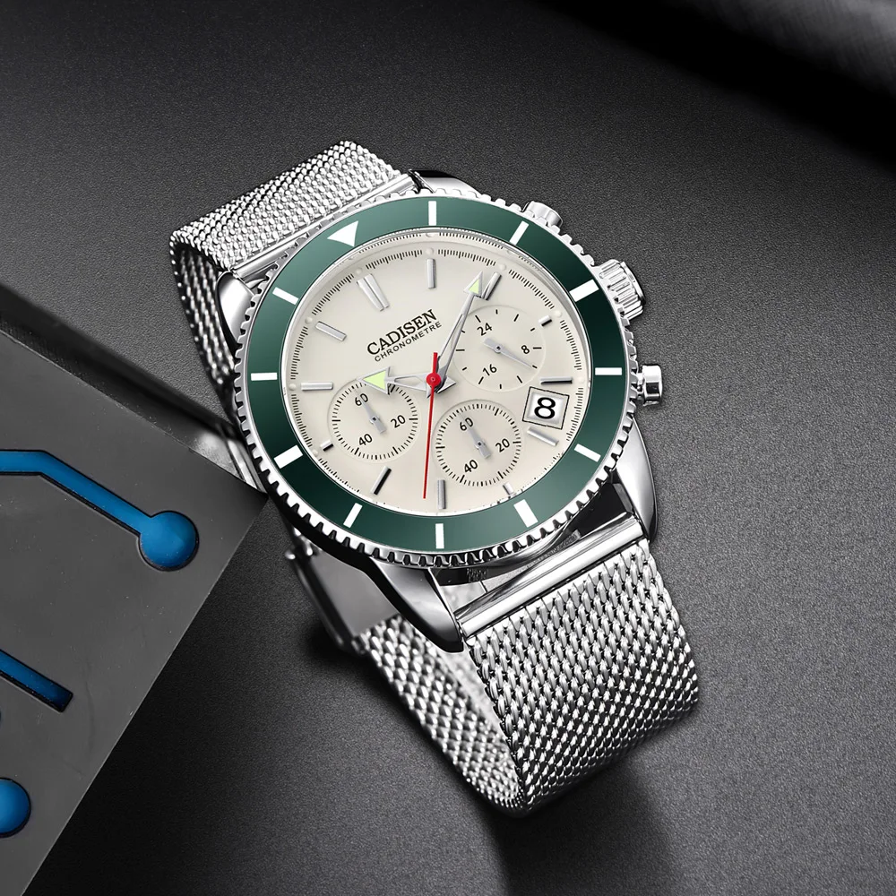 

CADISEN Mens Watches Top Brand Luxury Waterproof Wrist Watches Stainless steel Date Simple Casual Quartz Watch Men Sports 9067