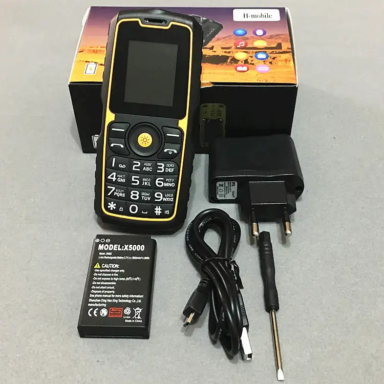 IP67 impermeable a prueba de golpes a prueba X5000 teléfonos celulares de banco de potencia barato de China teléfono móvil GSM FM ruso teclado botón teléfonos H-móvil IP67 impermeable a prueba de golpes a prueba X5000 teléfonos celulares de banco de potencia barato de China teléfono móvil GSM FM ruso teclado botón teléfonos H-móvil