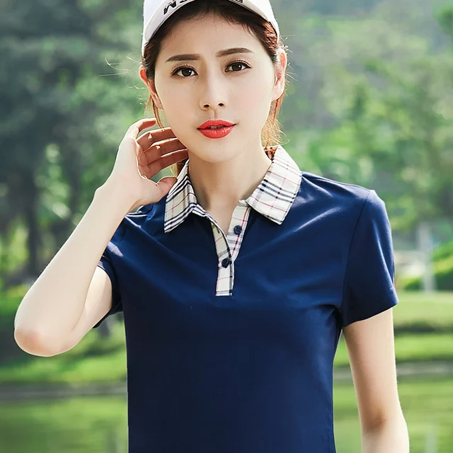 2018 summer new lapel short-sleeved T-shirt female cotton middle-aged women's large size POLO shirt 1