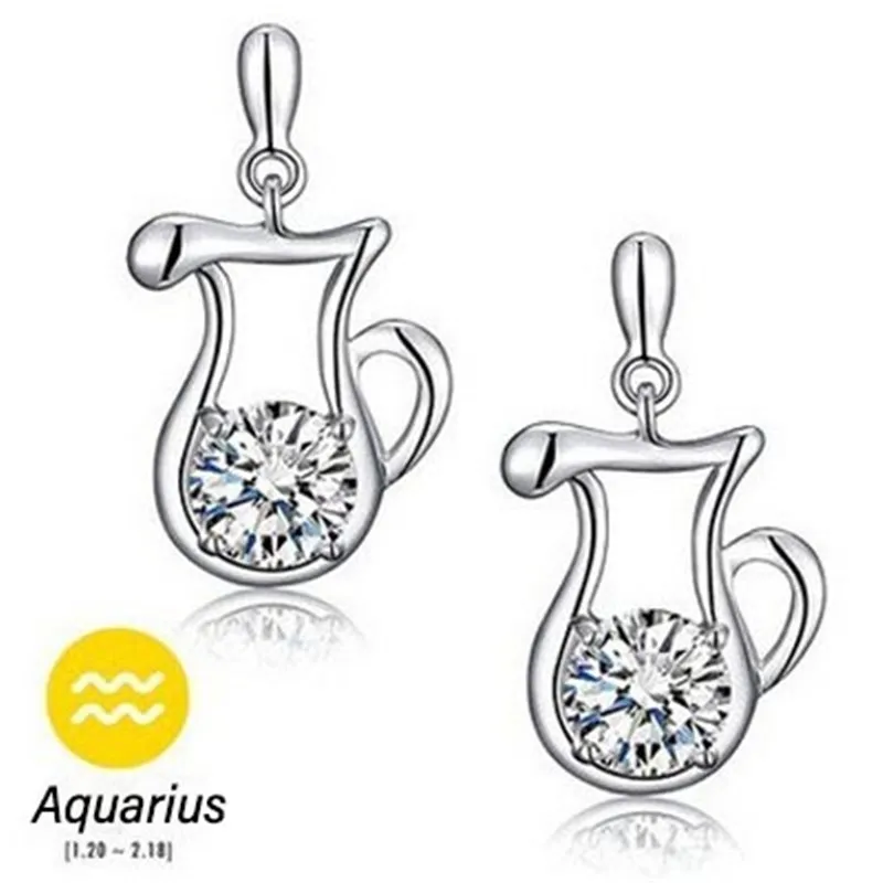 

fashion Sagittarius Scorpio Virgo Leo 12 constellations Zircon Stud Earrings 2019 Cute Mini Stud Earring For women dropshopping