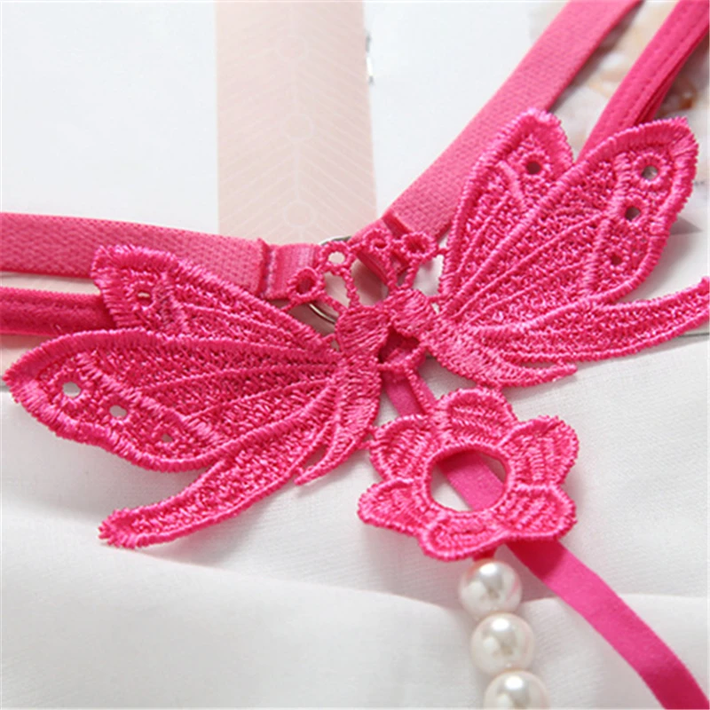 4pcsset Sexy Women Thongs Pearl Massage Lingerie Crotchless Women's Briefs With Beads Lace Transparent Underwear Open Crotch 00 (4)