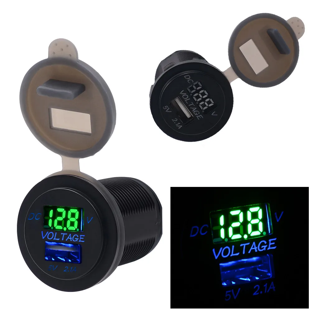 

Motorcycle Accessories 5V Car Charger 2.1A USB Charger Socket Adapter Voltmeter Outlet For 12V 24V Motorcycle Car
