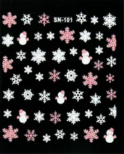 GRACEFUL 1PC Xmas 3D Nail Art Stickers Decals Decorations white pink Snowflake Snowman Design New FREE SHIPPING AUG3