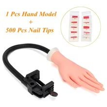 Мягкий регулируемый дизайн ногтей модель руки гелевый рисунок тренировочный дисплей инструмент с держателем подставка+ ложный наконечник DIY маникюр искусство