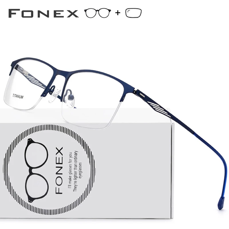 

Titanium Alloy Square Eyeglasses Men Semi Rimless Korean Screwless Eyewear Eye Myopia Optical Frame Prescription Glasses 8836