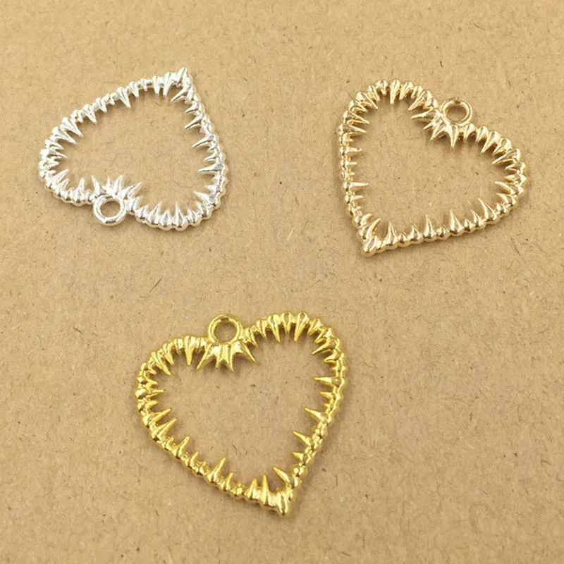 

Filigree Metal Heart Charms Crafts for Big Geometric Earring Hanging on Dangle Earrings Making Pendant Making