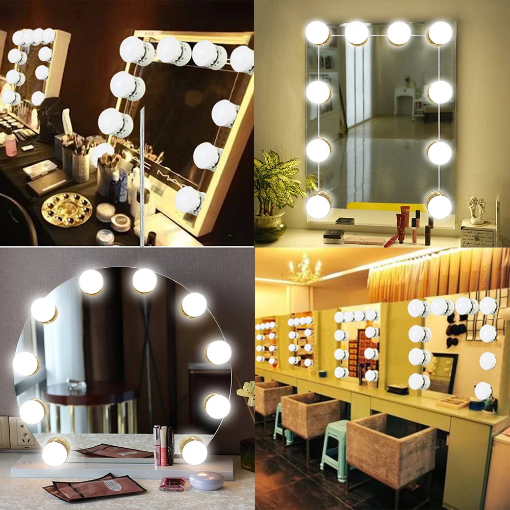 Kmashi 16W Mirror Makeup Vanity Lights Kit 10 Bulbs USB Charging Port