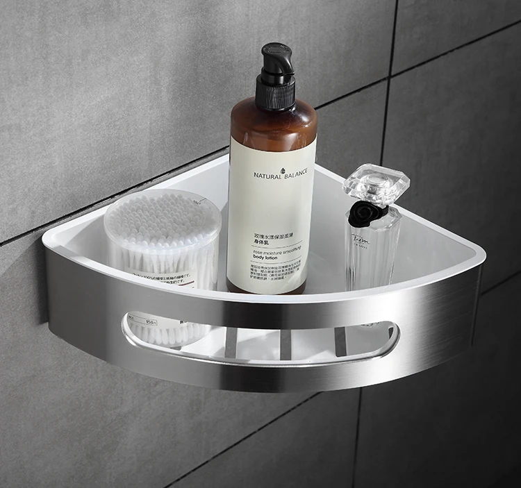 FLG 304 нержавеющая сталь и АБС Пластиковая Полка для ванной комнаты, одноярусная корзина для хранения в ванной, настенная полка, аксессуары для ванной комнаты
