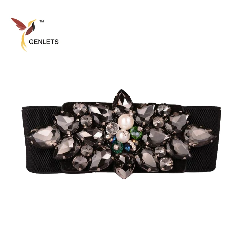 2017 Spring new design rhinestone elastic belts for women crystal women