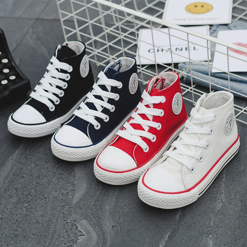 

Kids Girls Boys High Top Canvas Shoes Kids Shoes for Girl Red White Canvas Unisex Casual Shoes Designer Sneakers Boy Children