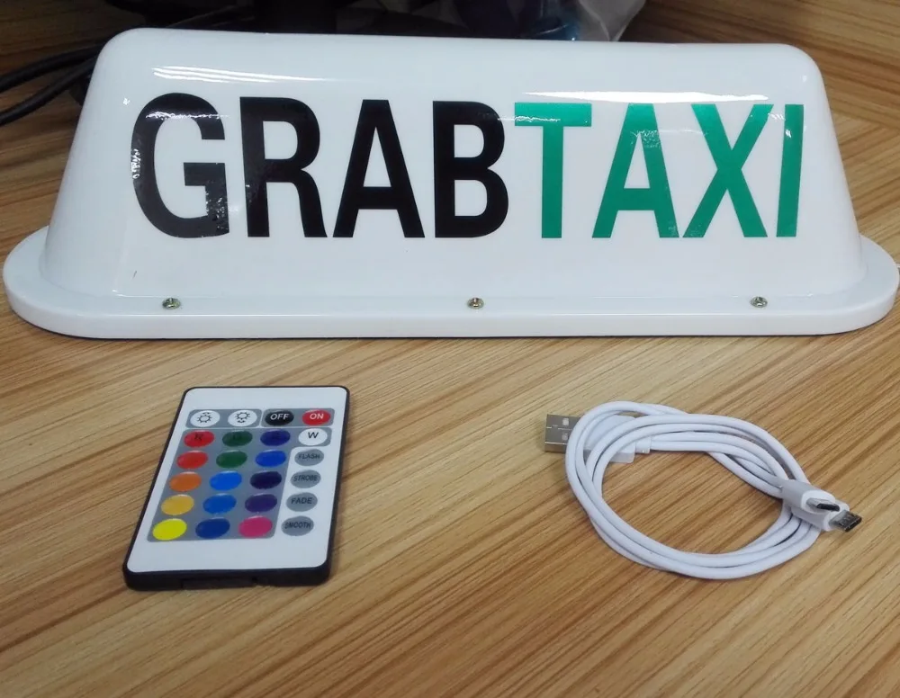 7 цветов Пульт дистанционного управления GRABTAXI логотип светодиодный светильник
