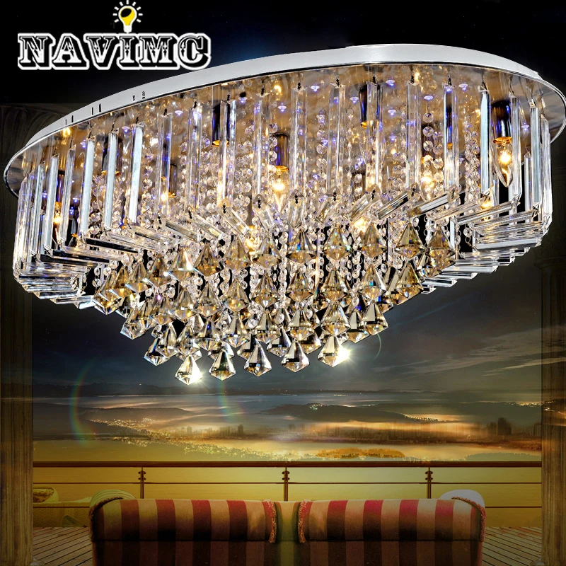 

Led Oval Chandelier Crystal Modern Style for Living Room Dining Room Lighting