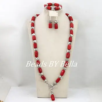 

Terrific African Beads Jewelry Set Nigerian Wedding Brdial Coral Necklace Bracelet Earrings Jewelry Set Free Shipping ABY423