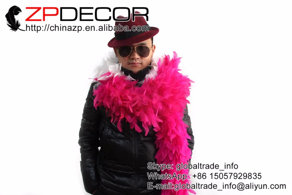 hot pink and white turkey feathers boa (5)