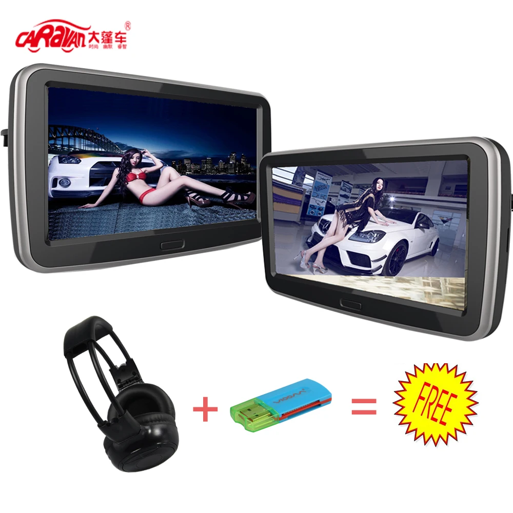 Caravan 2PCS 10.1 inch Universal Android 4.4.4 Car headrest Monitor 1024*600 Slim Capacitive HD Digital TFT Touch screen | Автомобили и