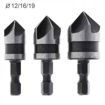 

1/4 Hex Shank Countersink Drill Bit 5 Flute 90 Degree Woodworking Chamfer Counter Sinks 12-19mm Chamfering Debur Countersink